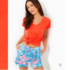 EUC Lilly Pulitzer Meredith Flamingo Feather Buttercup Shorts Bahamian Rhapsody